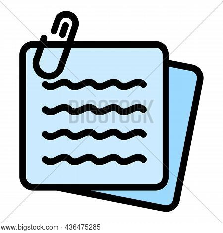 Note Paper Stick Icon. Outline Note Paper Stick Vector Icon Color Flat Isolated
