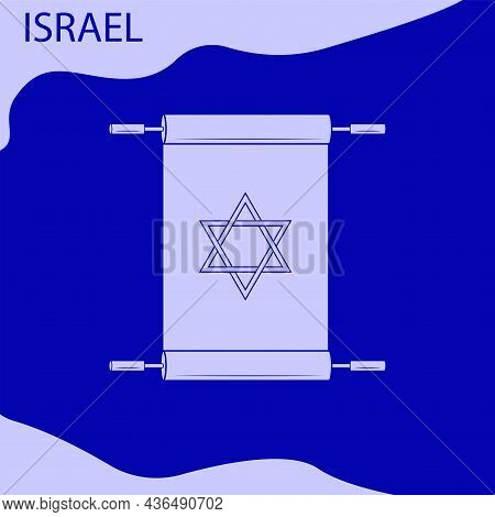 Scroll, Star Of David - Vector. Israel. Hanukkah, Sukkot, Rosh Hashanah, Yom Kippur, Rosh Chodesh, P