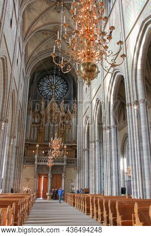 Sweden, Uppsala - April 19 2019: Interior View Of Uppsala Cathedral On April 19 2019 In Uppsala, Swe