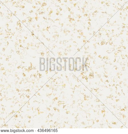 Handmade White Gold Metallic Rice Sprinkles Paper Texture. Seamless Washi Sheet Background. Sparkle 