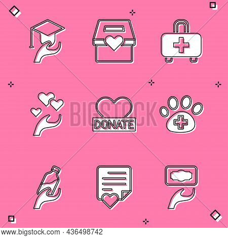 Set Education Grant, Donation And Charity, First Aid Kit, Heart In Hand, Veterinary Clinic, Water An