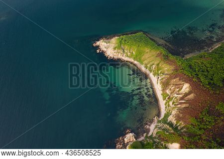 View From A Drone Vertically Down On The Rocks Of Cape Kuzmin