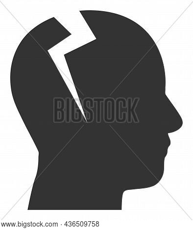 Head Migrain Ache Vector Icon. A Flat Illustration Design Of Head Migrain Ache Icon On A White Backg
