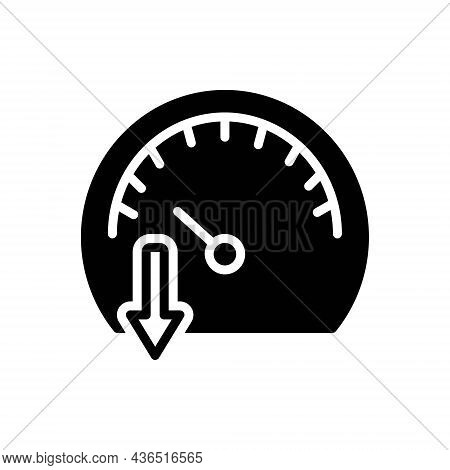 Black Solid Icon For Slow Stilly Accelerate Gauge Speedometer Indicator