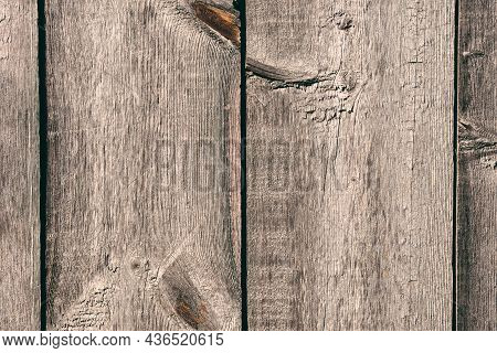 Old Wooden Plank Texture. Wooden Boards Decor. Gray Yellowed Weathered Wood. Wood Panel Arranged Ver