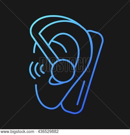 Handsfree Headset Gradient Vector Icon For Dark Theme. Wireless Earpiece For Conversations. Connecte
