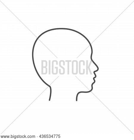 Head In Linear Style With Editable Stroke Isolated On White Background. Mind And Psychology Sign. Ve