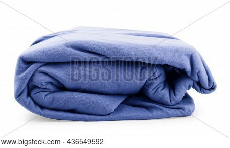 White Bed Linen On A White Bed Isolated. Bedroom With Bed And Linen Against White Background. Bed Wi