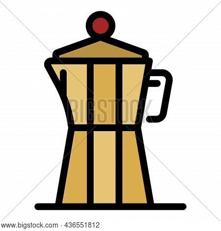 Steam Coffee Maker Icon. Outline Steam Coffee Maker Vector Icon Color Flat Isolated