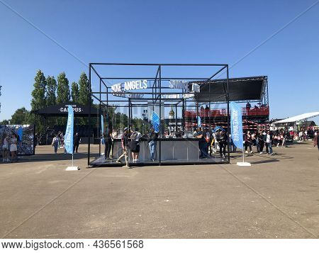 Moscow, Russia - August 28, 2021: Johncalliano Fest 2021 Open Air Hookah Festival. Smoke Angels Stan