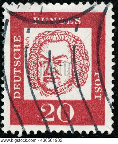 Vintage Stamp Printed In Germany Circa 1961 Shows Johann Sebastian Bach