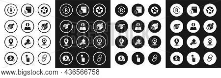 Set Star And Dollar, Business Man Planning Mind, Earth Globe With, Registered Trademark, Money Diagr