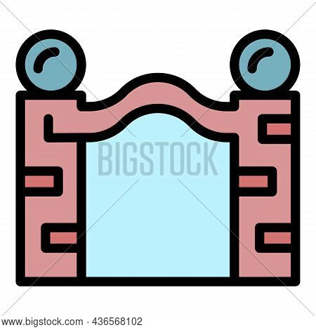 Brick Arch Gates Icon. Outline Brick Arch Gates Vector Icon Color Flat Isolated
