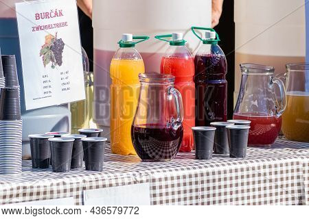 Mutenice, Czech Republic - October 9, 2021 Exhibition Of Young Wine At The Mutnice Festival