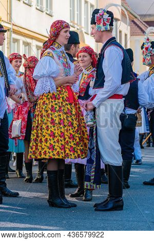 Uherske Hradiste, Czech Republic - September 11, 2021 Folklore Festival Of Wine Festivals In Uherske