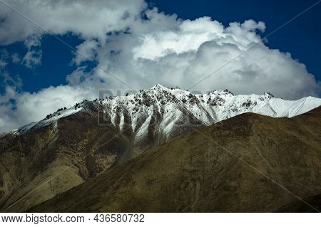 Snow-clad Peaks Of The Mighty Himalayas Photographed From Ldakh Region Of India, Asia.
