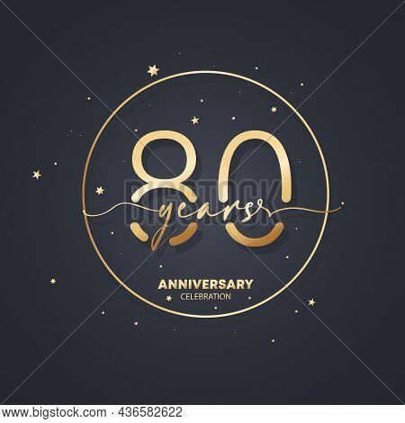 80 Years Anniversary Logo Template. 80th Birthday, Wedding Anniversary Icon. Trendy Symbol Image. Ve