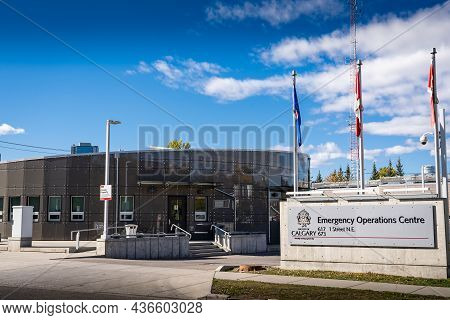 Calgary Alberta Canada, October 7 2021: The City Of Calgary Emergency Operations Center Municipal Bu