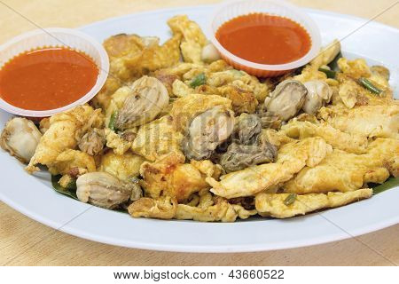 Sydøstasiatiske Baby Oyster omelet Closeup