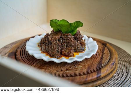 Rendang Daging Or Beef Rendang. Traditional Dish Usually Served During Eid Festival.