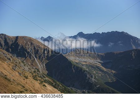 Mountain Panorama Of The Tatra Mountains From Kasprowy Wierch (kasper Peak)  On A Autumn Day In Pola