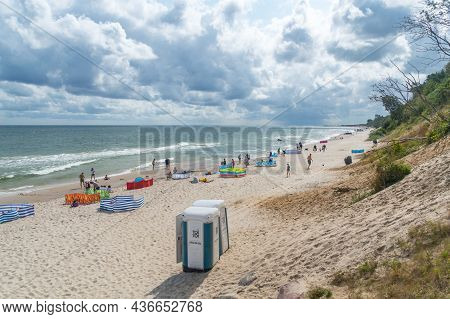 Chlapowo, Poland - July 21, 2021: Public Beach On Baltic Sea In Chlapowo.