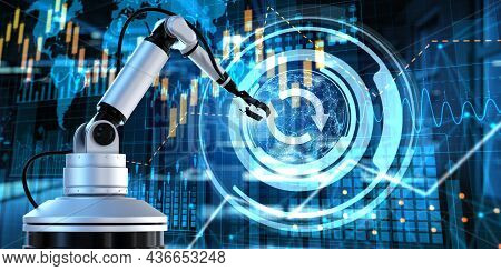 Update Software. Business Industrial Technology Concept. Cobot 3d Render