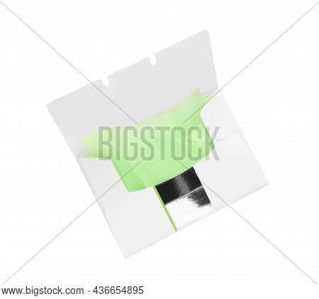 Package Of Facial Oil Blotting Tissues Isolated On White, Top View. Mattifying Wipes