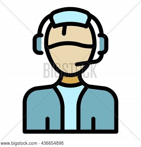 Nurse Call Center Icon. Outline Nurse Call Center Vector Icon Color Flat Isolated