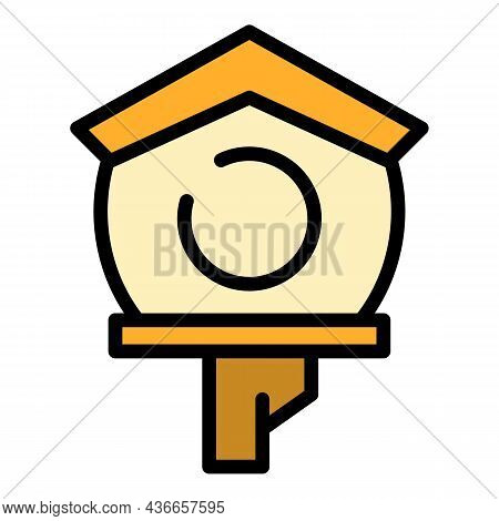 Cute Bird House Icon. Outline Cute Bird House Vector Icon Color Flat Isolated
