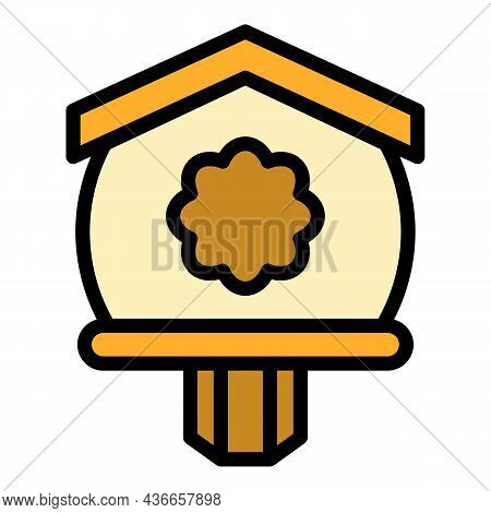 Winter Bird House Icon. Outline Winter Bird House Vector Icon Color Flat Isolated