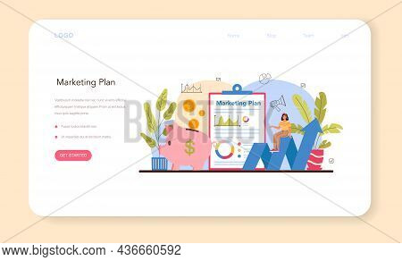 Marketer Web Banner Or Landing Page. Marketing Strategy And Communucation