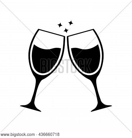 Two Glasses Of Wine Or Other Alcohol. Two Glasses Clink Together.