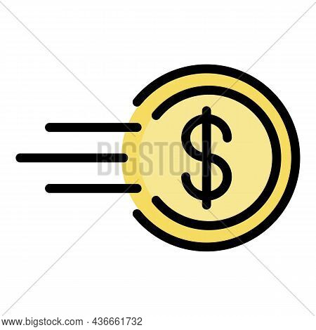 Fast Money Delivery Icon. Outline Fast Money Delivery Vector Icon Color Flat Isolated