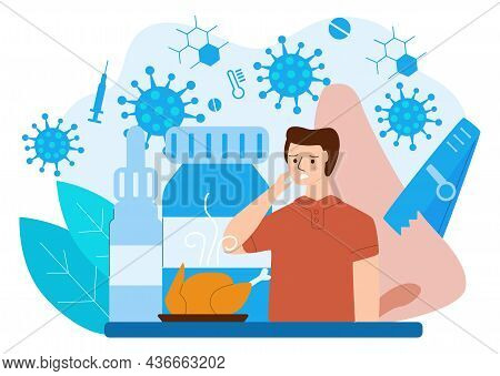 Anosmia Concept. Dysfunctional Smell Detection. People With A Sense