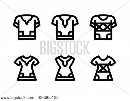 Simple Set Of Clothes Related Vector Line Icons. Contains Icons As Shirt, Dashiki, Dress And More.