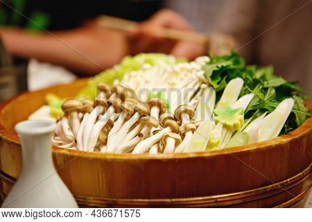 Shabu-shabu Is A Japanese Nabemono Hotpot Dish Of Thinly Sliced Meat And Vegetables Boiled In Water 