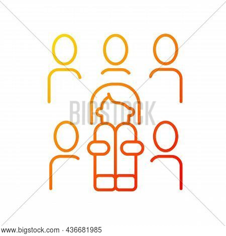 Enochlophobia Gradient Linear Vector Icon. Irrational Fear Of Crowd. Panic Disorder. Psychotherapy T