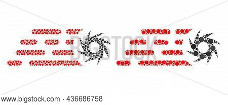 Pixel Rush Circular Saw Icon. Mosaic Rush Circular Saw Icon United From Circle Elements In Variable 