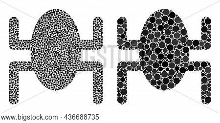 Dot Bug Icon. Collage Bug Icon Composed Of Round Parts In Variable Sizes And Color Tints. Vector Rou