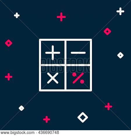 Line Calculator Icon Isolated On Blue Background. Accounting Symbol. Business Calculations Mathemati