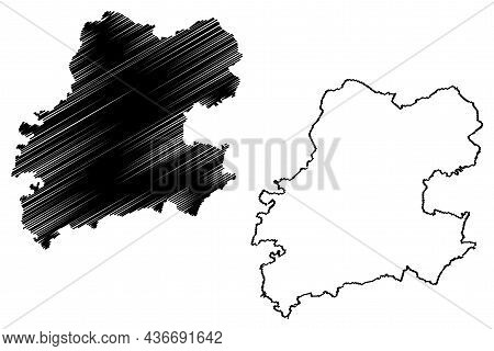 Mau District (uttar Pradesh State, Republic Of India) Map Vector Illustration, Scribble Sketch Mau M
