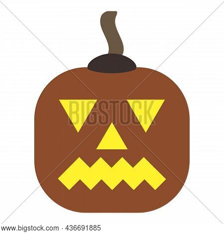 Carved Gourd Mask With Intimidating Face And Sinister Smile. Winter Squash Wards Off Evil Spirits On