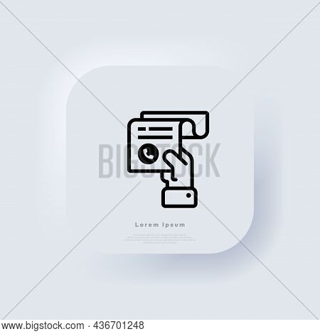 Hand Holding A Receipt Bill. Phone Bill Receipt Line Icon. Invoice Icon. Cashier Receipt Icon. Pay B