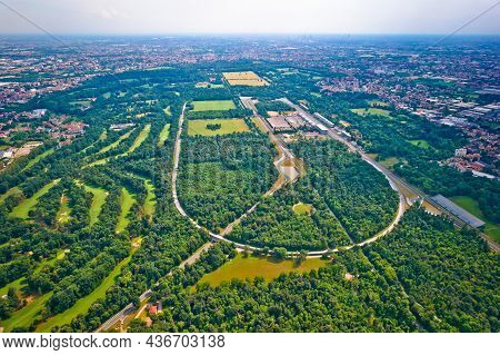 Monza Race Circut Aerial View Near Milano, Lombardy Region Of Italy