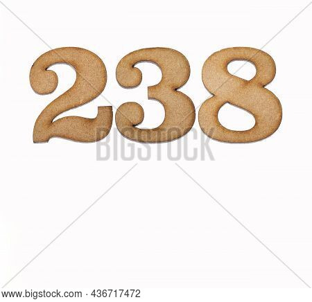 Number 238 In Wood, Isolated On White Background