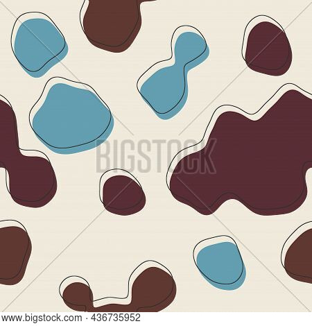Seamless Abstract Organic Blog Shapes In Various Colors With Offset Outline Surface Pattern Design F