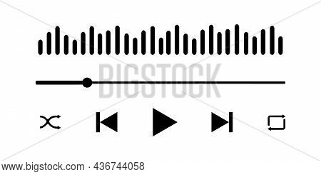 Audio Player Interface With Sound Wave, Loading Progress Bar And Buttons. Simple Mediaplayer Panel T