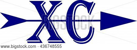 Cross Country Running Logo Xc In Blue With Blue Arrow Running Thorugh The Middle Of The Letters.