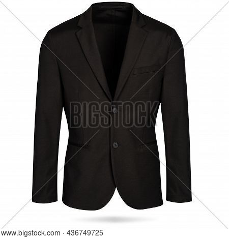 Men Black Jacket, Suit On A White Background. Mens Jacket Isolated On White With Clipping Path.